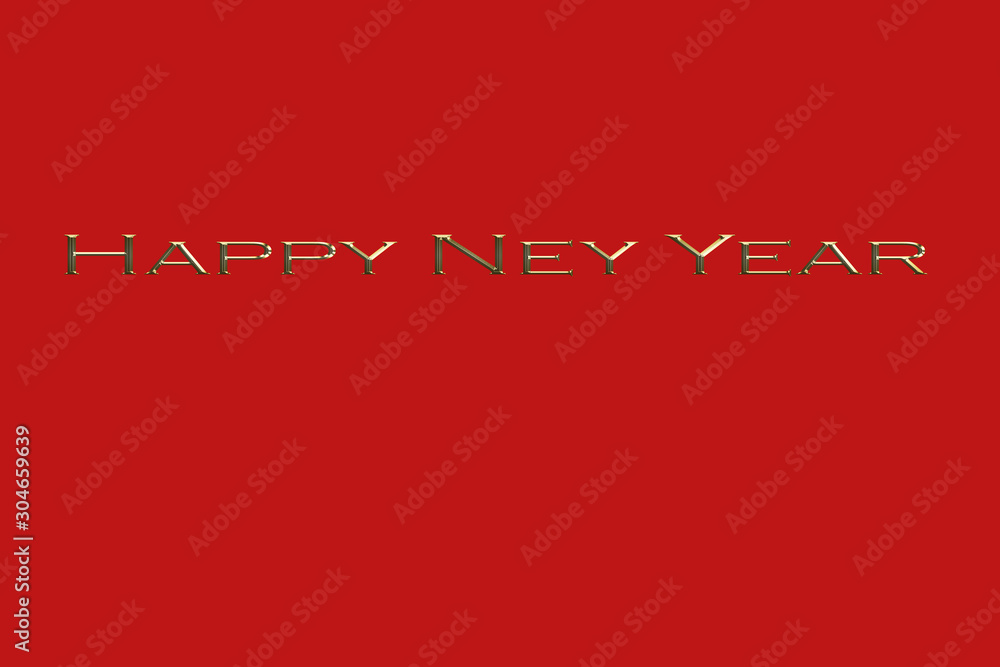 inscription happy new year gold letters on a red background