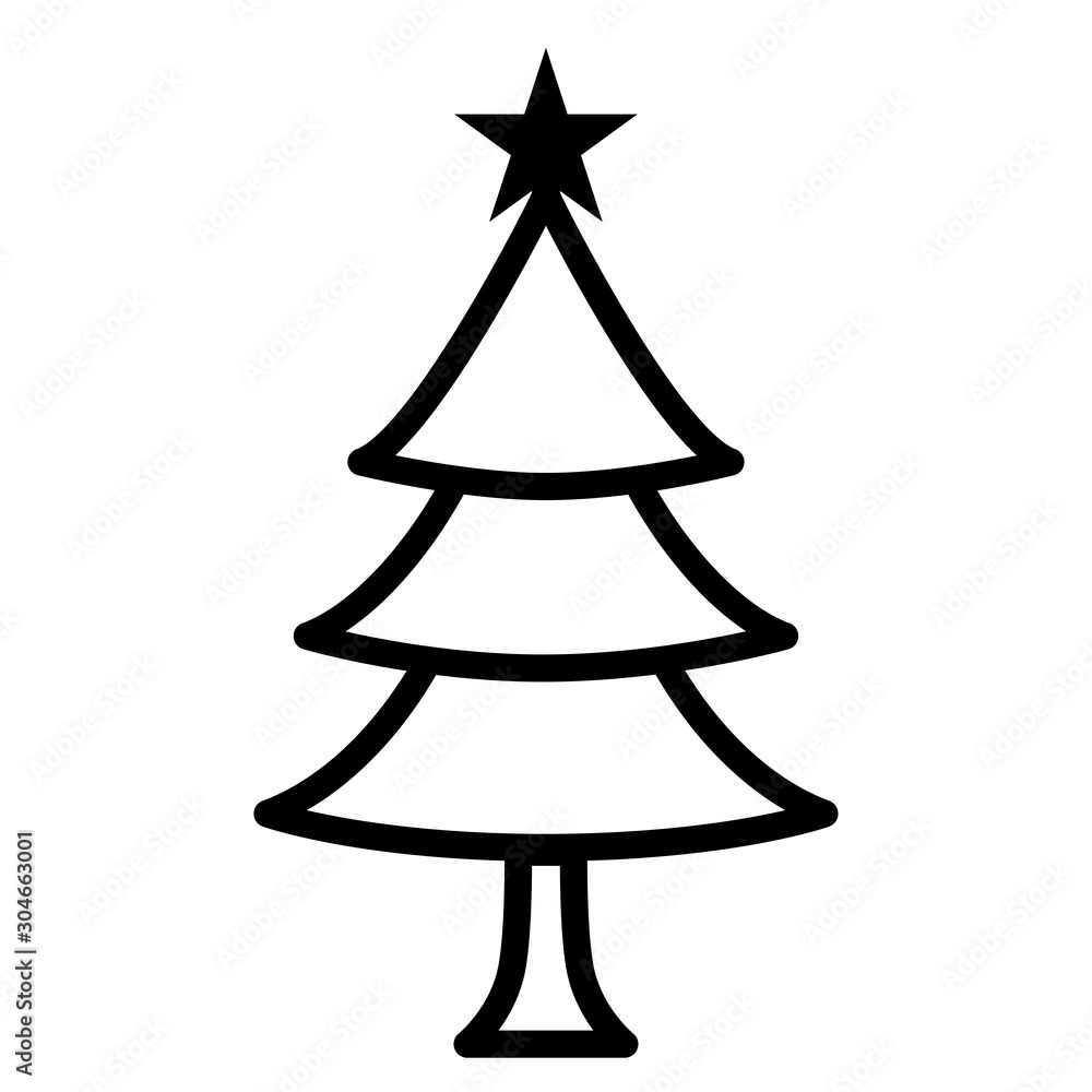 Fototapeta premium Christmas Tree Doodle Icon Vector