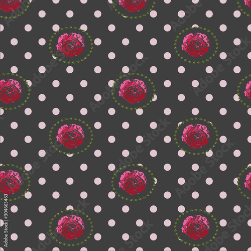 Colorful flower and dots seamless pattern print background design