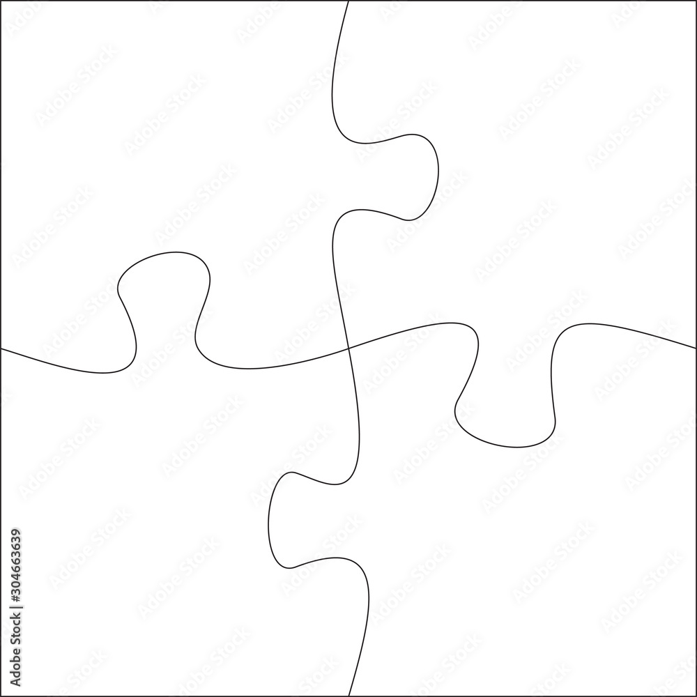 Jigsaw pieces template. Four jigsaw puzzle parts Jigsaw pieces template. Four jigsaw puzzle parts