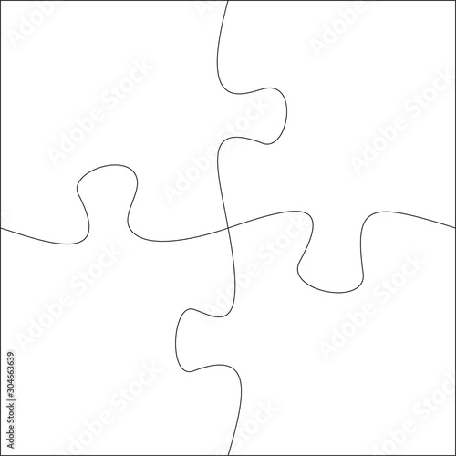 Jigsaw pieces template. Four jigsaw puzzle parts