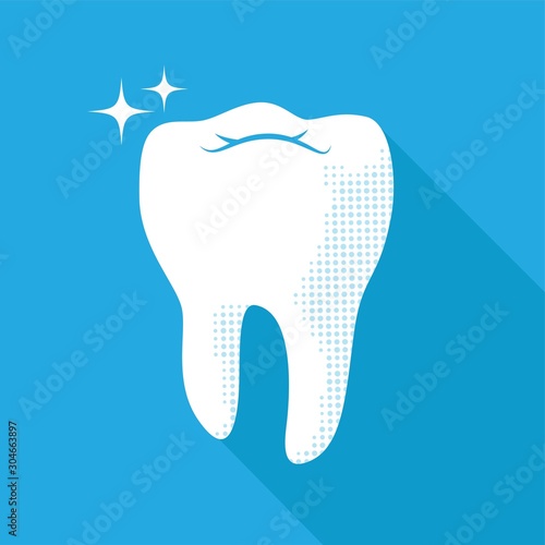 Healthy shiny white tooth icon. Dental care concept