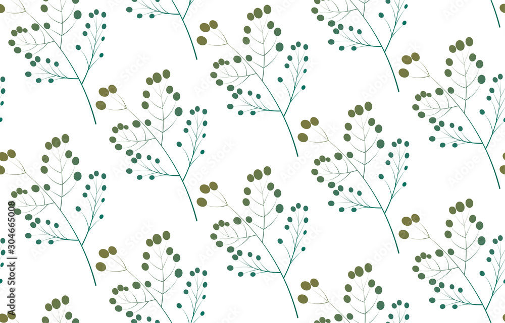 Seamless pattern with flowers and leaves. Floral pattern for wallpaper or fabric. Botanic tile.