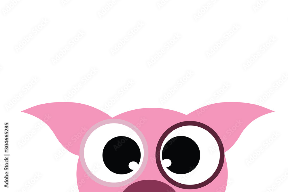 Vector illustration of pig on white background. Symbol of animal, pet, farm, ears, eyes, curious, domestic. Vector illustration of pig on white background. Symbol of animal, pet, farm, ears, eyes, curious, domestic.