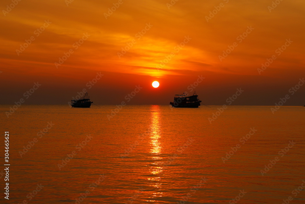 summer. Beautiful natural background of sunset with 2 boat on vacation summer. Beautiful natural background of sunset with 2 boat on vacation