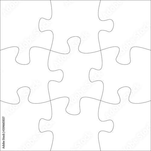 Jigsaw pieces template. Nine jigsaw puzzle parts
