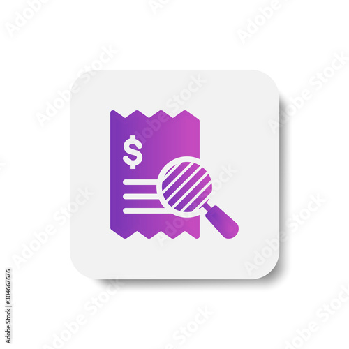 bill transaction searching icon in solid/glyph with stripes style in purple smooth gradient color