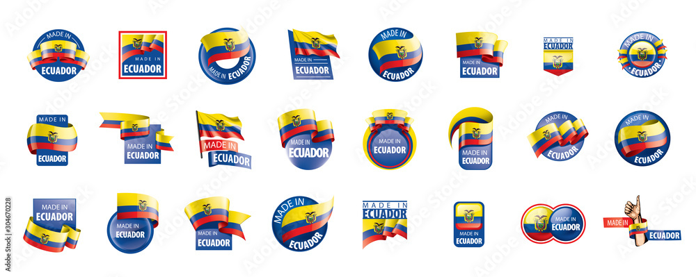 Ecuador flag, vector illustration on a white background Ecuador flag, vector illustration on a white background