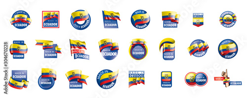 Ecuador flag, vector illustration on a white background © butenkow