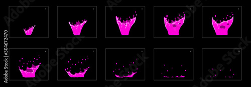 Dripping poison splash effect animation. poison splash drop frames sprite sheet animation for game development, motion graphic or mobile games.