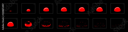 Bubble blast animation effect. fire bubble animation. bubble blast effect frame by frame animation sprite sheet for game development, motion graphic or mobile games.