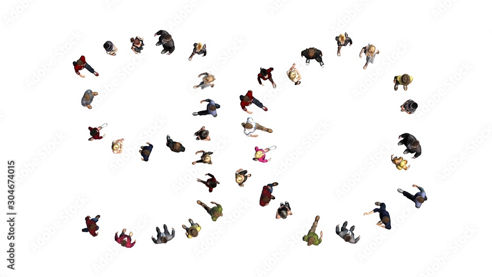 people - arranged in number 90 - top view without shadow - isolated on white background people - arranged in number 90 - top view without shadow - isolated on white background