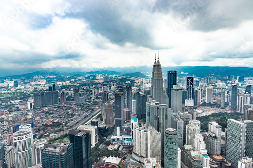 Cityscape of Kuala Lumpur Malaysia with towers and high rise buildings 