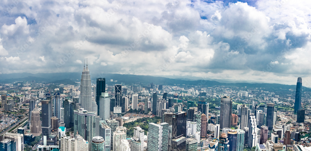 Cityscape of Kuala Lumpur Malaysia with towers and high rise buildings 