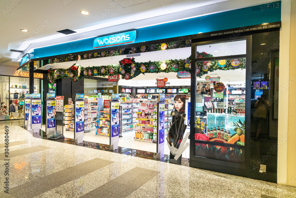 KUALA LUMPUR, MALAYSIA, April 18, 2019: Watsons is the largest health care and beauty care chain store in Asia. In Malaysia, it has more than 450 retail stores. KUALA LUMPUR, MALAYSIA, April 18, 2019: Watsons is the largest health care and beauty care chain store in Asia. In Malaysia, it has more than 450 retail stores.