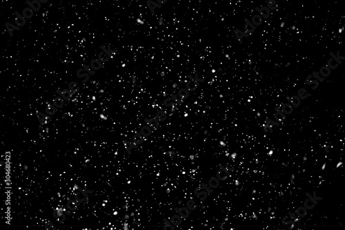 Fototapeta Christmas background, white snow on black background for edit photo