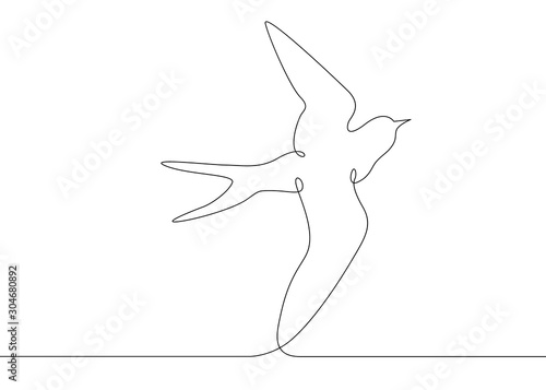 continuous line drawing bird flying