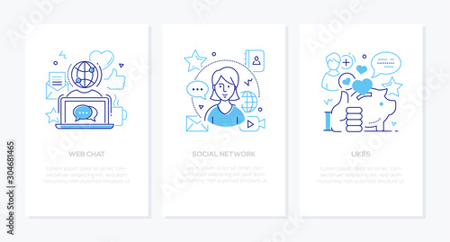 Social network concept - line design style banners