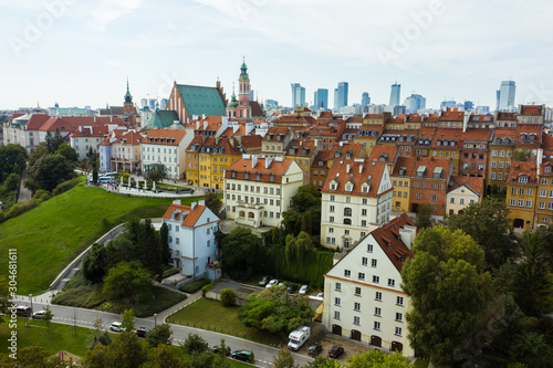 Beautiful cityscape of the old town in Warsaw, Poland.