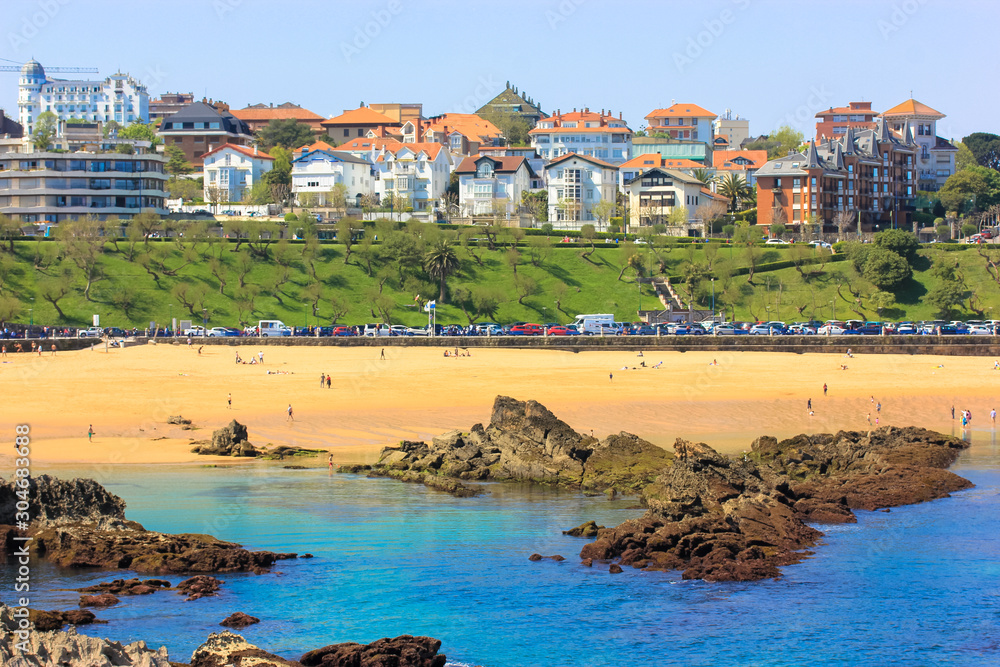 Cityview, the red roofs of the houses in Santander, Cantabria, Spain. Europe.