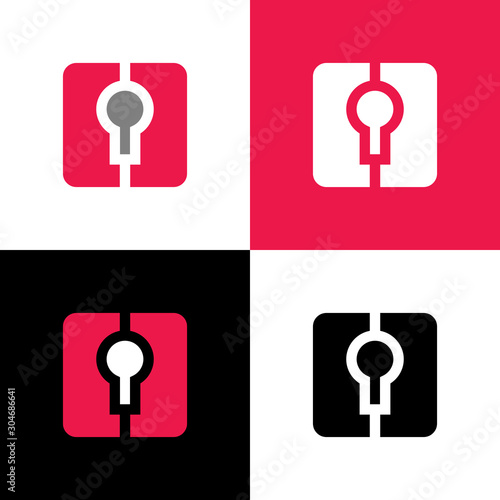 Key hole logo icon design template elements, creative lock vector illustration