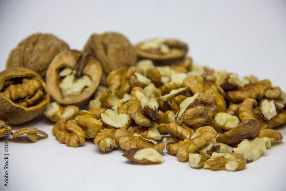 walnuts on a white background walnuts on a white background