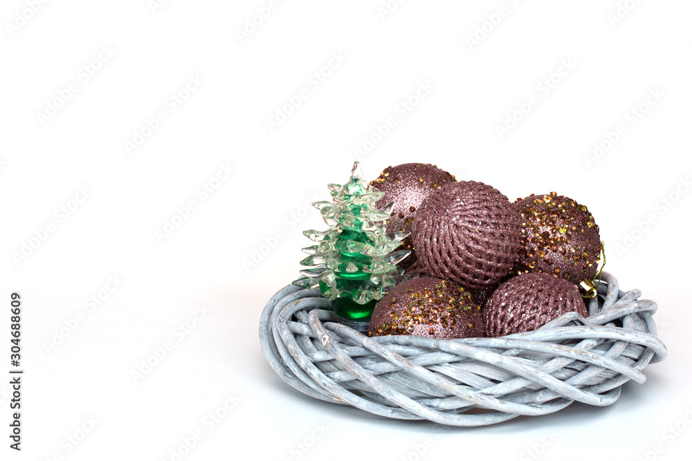 Christmas balls in the basket Christmas balls in the basket