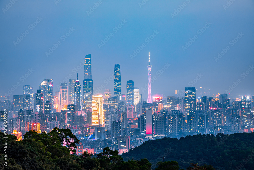 Guangzhou city night landscape in China