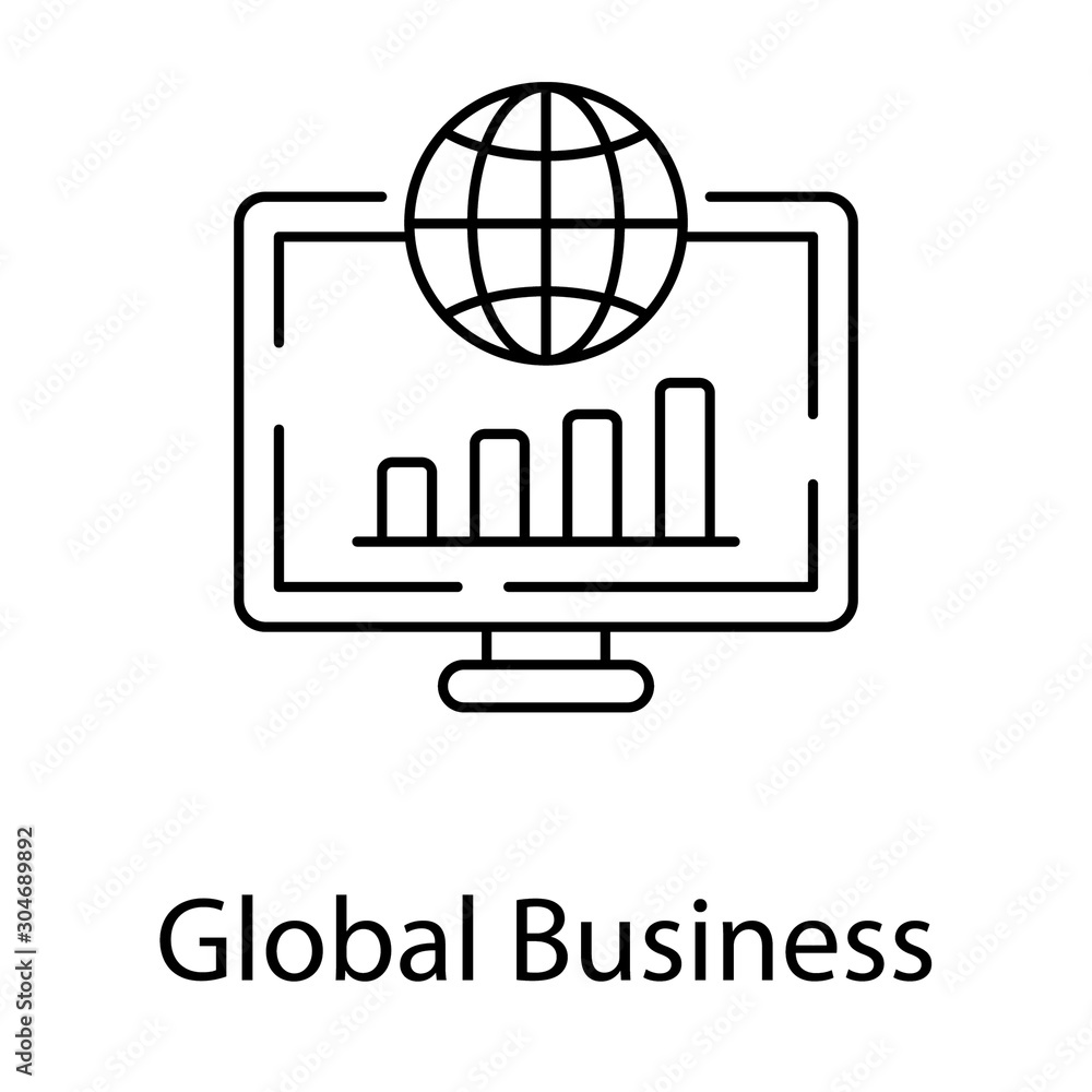 Global business icon in line vector Global business icon in line vector