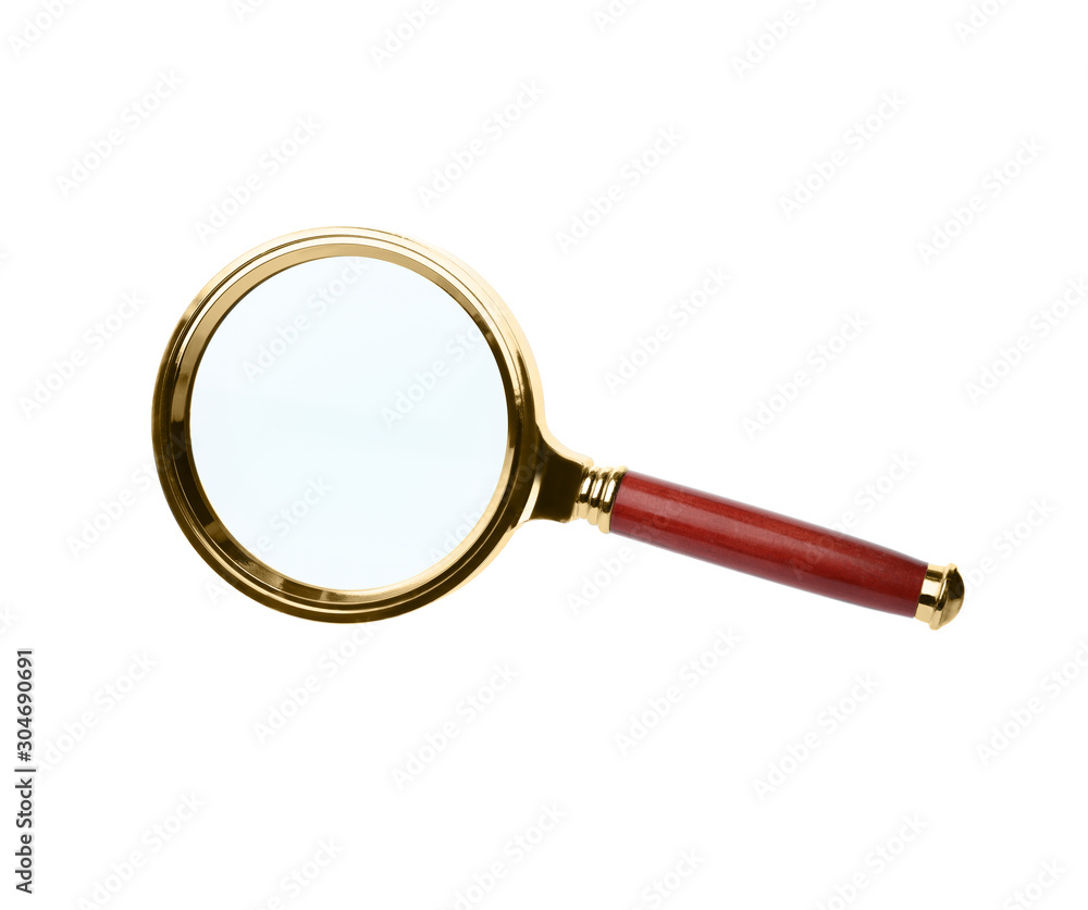 Stylish classic magnifying glass isolated on white Stylish classic magnifying glass isolated on white