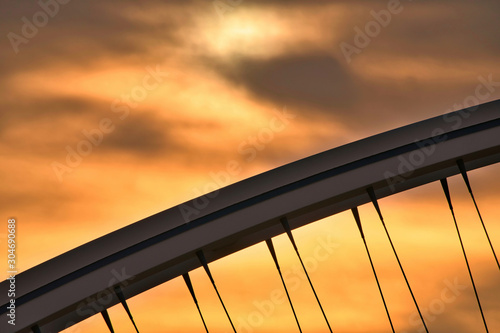 Photography Sunrise over bridge in Bratislava, Slovakia