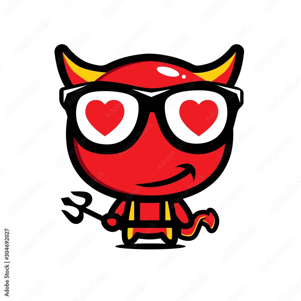 Vector design of the devil love mascot Vector design of the devil love mascot