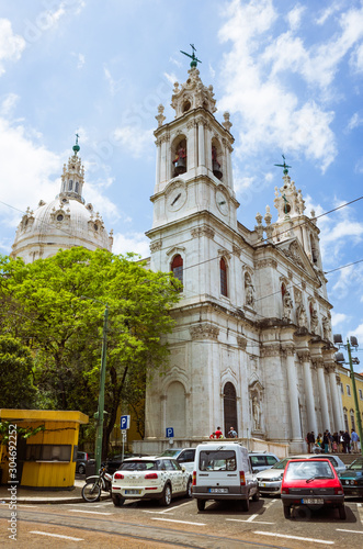 Lisbon, Portugal - May, 18th, 2018 : Estrela Basilica, the first church in the world dedicated to the Sacred Heart of Jesus.