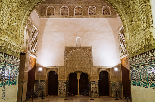 Granada, Spain - September 20th, 2019 : Qubba main hall of the 13th century Cuarto Real de Santo Domingo - Royal Quarters of Santo Domingo - or Almanxarra palace.