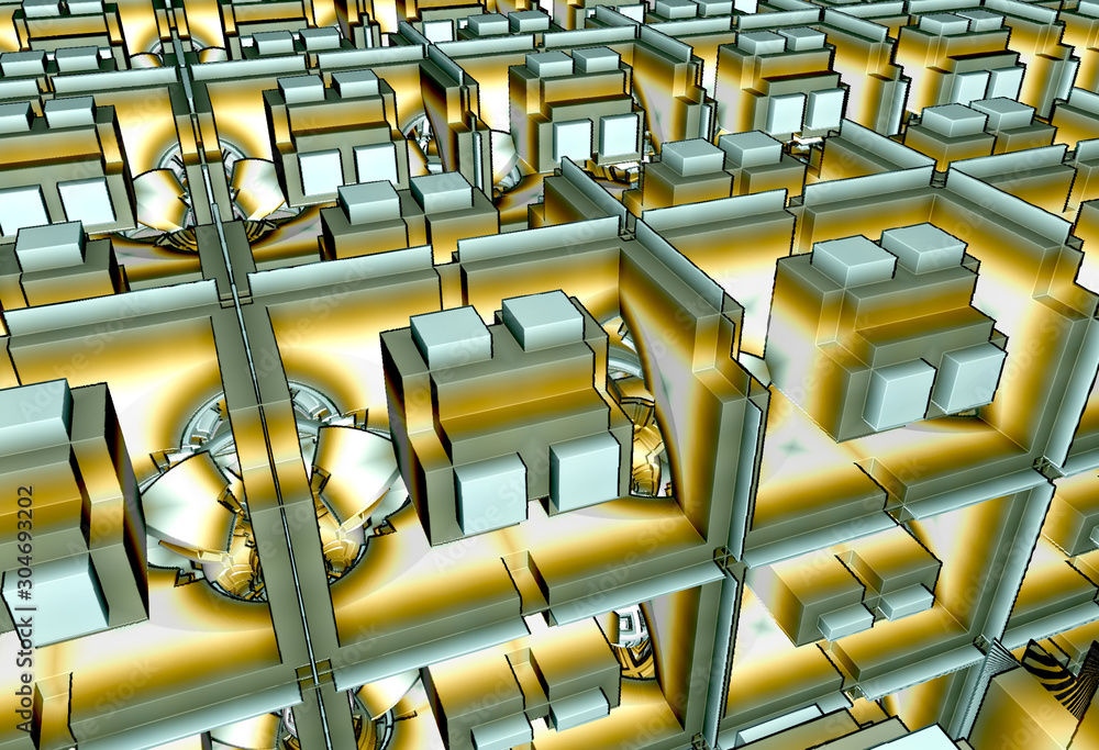 Fototapeta premium Computer generated 3D fractal.Designer in yellow-green tones.