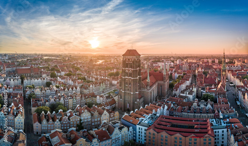 St. Mary's Basilica in Gdańsk aerial view