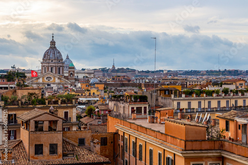 Rome, Italy, Lazio Region elevated city view under overcast November sky