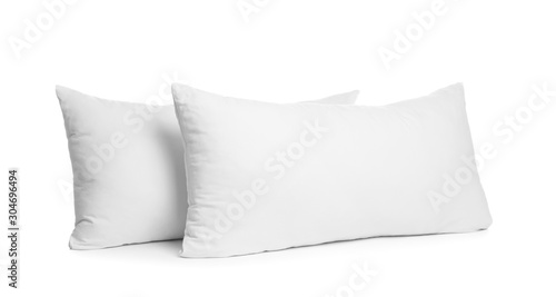 Blank soft new pillows isolated on white