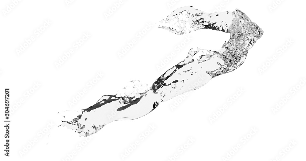 Obraz premium abstract isolated clear water flow with vortex and bubbles 