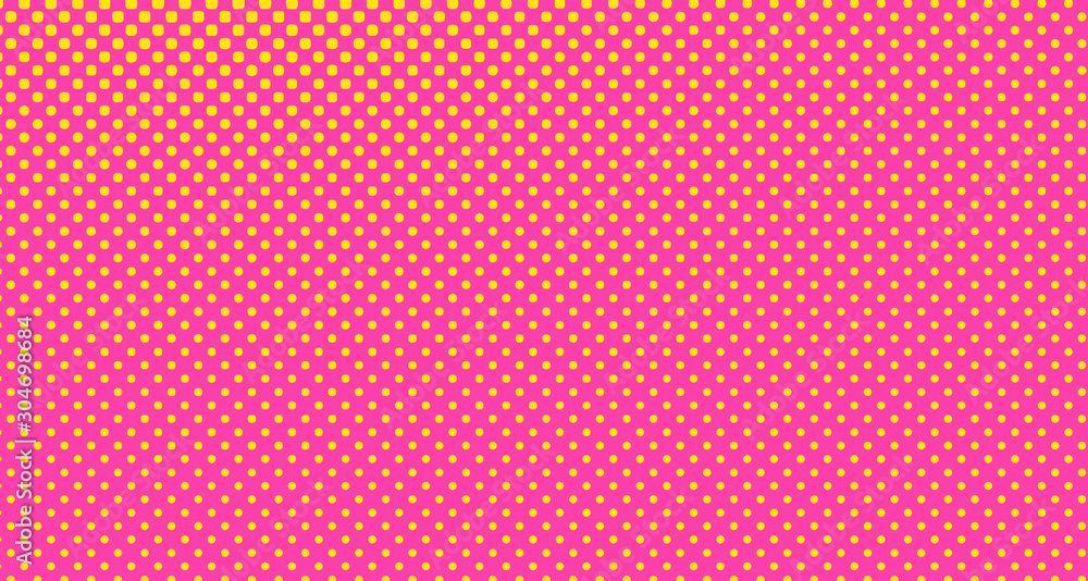 Plakat Pink halftone pop art background abstract vector comics style blank layout template with clouds beams and isolated dots pattern. For sale banner for your designe 1960s. with copy space eps10