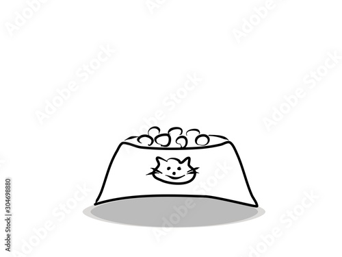 Animal feeder icon on white background, flat design, hand drawing. Illustration of feed, contour of symbol black