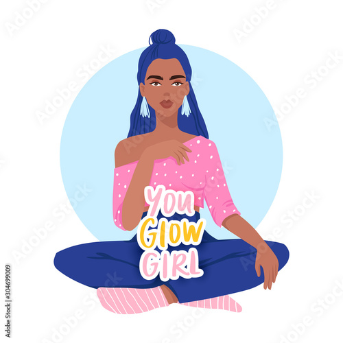 Cute vector girl. Fashion illustration in sketch style.