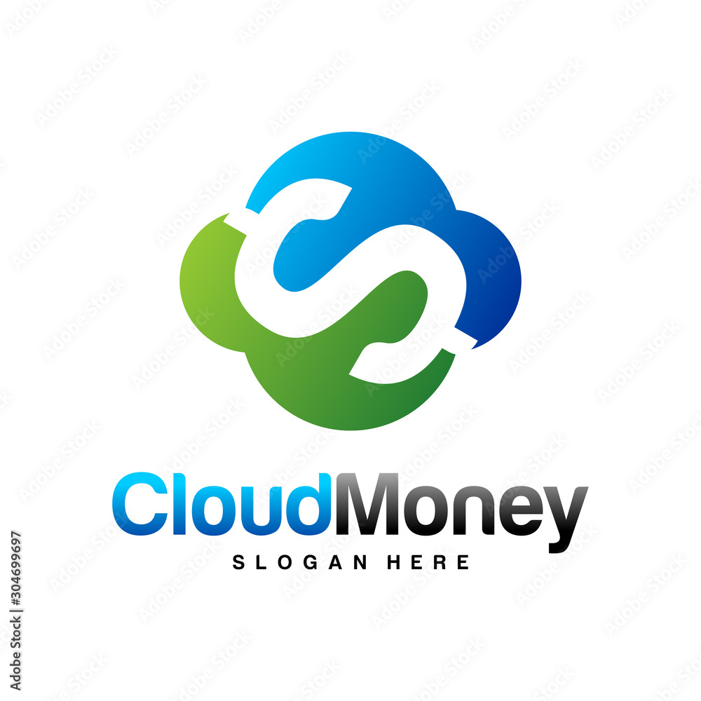 Money Cloud Logo Design Vector concept. Cloud Money Logo Template. Icon Symbol. Illustration