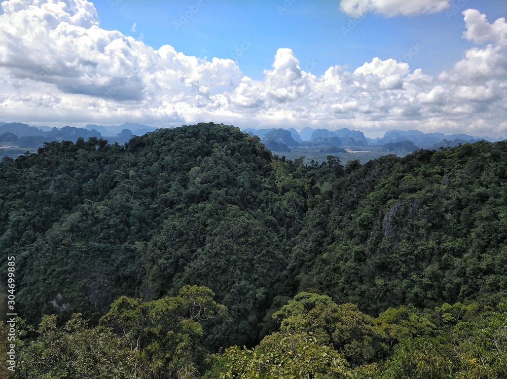 Landscape view from Tiger Cave in Krabi, Thailand
