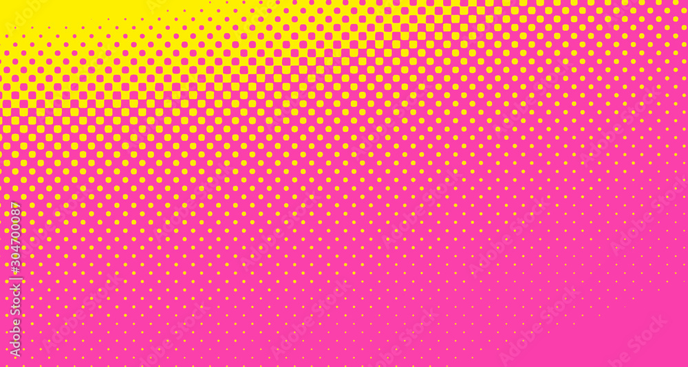 Pink halftone pop art background abstract vector comics style blank layout template with clouds beams and isolated dots pattern. For sale banner for your designe 1960s. with copy space eps10