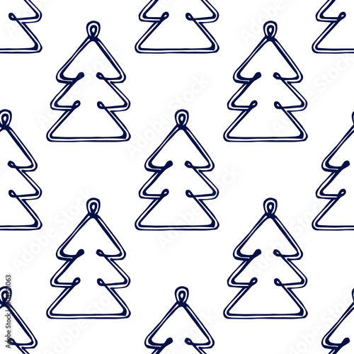 Christmas hand drawn seamless pattern with baubles