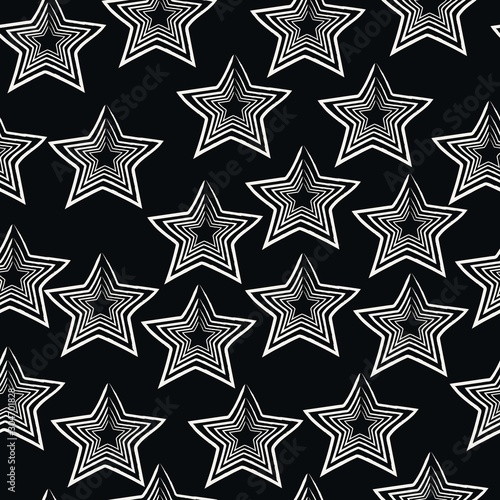 Seamless Pattern With Colorful Stars on black. Scandinavian Style
