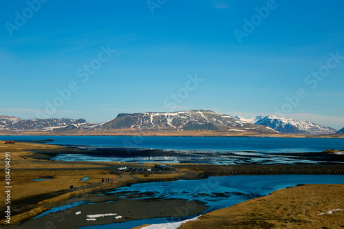 Iceland nature with snow mountain