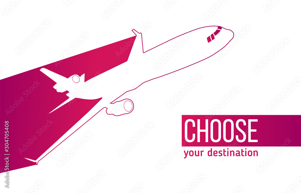 White an Purple Flight Booking Promotion | Choose Your Destination | EPS10 Vector