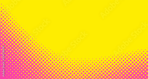 Pink halftone pop art background abstract vector comics style blank layout template with clouds beams and isolated dots pattern. For sale banner for your designe 1960s. with copy space eps10